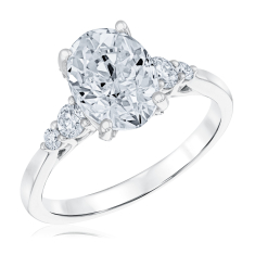 3 3/4ctw ECONIC Star Oval Lab Grown Diamond 14k White Gold Engagement Ring  1