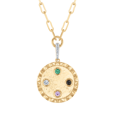 Wicked Mixed Created Gemstone Gold Vermeil Reversible Medallion Necklace 1