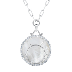 Wicked Elphaba Mother-of-Pearl and 3/8ctw Diamond Sterling Silver Window Necklace 1