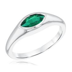 Wicked Elphaba Marquise Created Emerald and Sterling Silver Fashion Ring 1
