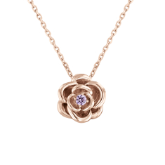 Wicked Glinda Created Pink Sapphire Rose Gold Vermeil Flower Pendant Necklace 1