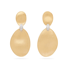 Marco Bicego 18k Yellow Gold Large Two-Drop Earrings with Diamond Accents - Lunaria Collection 1