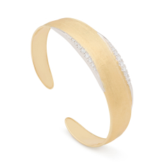 Marco Bicego 18k Yellow Gold Bangle with Diamond Pavé, Medium-Width - Lunaria Collection 1
