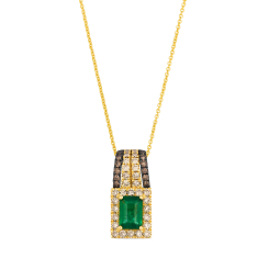 Le Vian® Costa Smeralda Emeralds™ 5/8ctw Chocolate Diamonds® and Nude Diamonds™ 14k Honey Gold™ Pendant Necklace 1