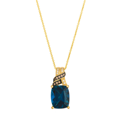 Le Vian® Deep Sea Blue Topaz™ 1/10ctw Nude Diamonds™ and Chocolate Diamonds® 14k Honey Gold® Pendant Necklace 1