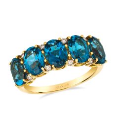 Le Vian® Deep Sea Blue Topaz™ 1/4ctw Nude Diamonds™ and Chocolate Diamonds® 14k Honey Gold® Ring 1