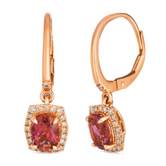 Le Vian® Passion Fruit Tourmaline™ 1/4ctw Nude Diamonds™ Hexagon Halo 14k Strawberry Gold® Earrings 1