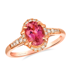 Le Vian® Passion Fruit Tourmaline™ 1/8ctw Nude Diamonds™ Oval Halo 14k Strawberry Gold® Ring 1