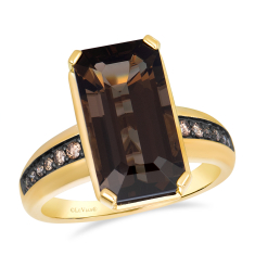 Le Vian® Chocolate Quartz® and 1/10ctw Chocolate Diamonds® 14k Honey Gold® Ring 1