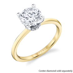 Sylvie Round Cut Solitaire Hidden Halo Collar 14k Yellow Gold Engagement Ring Setting - Nova 1
