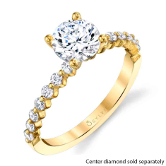 Sylvie Round Cut Classic 1/4ctw Diamond 14k Yellow Gold Engagement Ring Setting - Athena 1