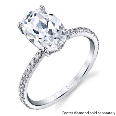 Sylvie 1/3ctw Diamond Oval Cut Classic 14k White Gold Engagement Ring Setting - Maryam 1