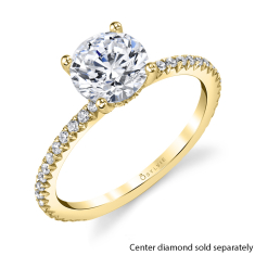 Sylvie 1/3ctw Diamond Round Cut Classic 14k Yellow Gold Engagement Ring Setting - Maryam 1