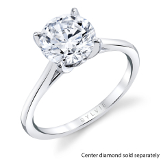 Sylvie Tulira Solitaire Petal Prong 14k White Gold Engagement Ring Setting - Amber 1