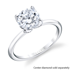Sylvie Tulira Solitaire 1/8ctw Diamond Petal Prong 14k White Gold Engagement Ring Setting - Althaia 1