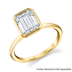 Sylvie Emerald Cut Bezel Set 14k Yellow Gold Engagement Ring Setting - Cliodhna 1