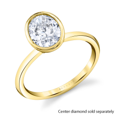 Sylvie Oval Cut Bezel Set 14k Yellow Gold Engagement Ring Setting - Cliodhna 1