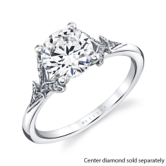 Sylvie Tulira Leaf Inspired 14k White Gold Engagement Ring Setting - Sage 1