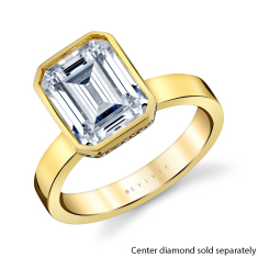 Sylvie Auravie Bezel Solitaire 1/10ctw Diamond Hidden Halo 14k Yellow Gold Engagement Ring Setting - Jean 1