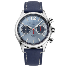 Frederique Classics Vintage Rally Healey Chronograph Automatic Blue Leather Strap Watch 42mm - FC-397HLBN5B6 1