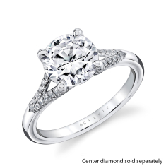 Sylvie 1/8ctw Diamond Round Cut Iconelle Shell Tip Shell Taper 14k White Gold Engagement Ring Setting - Fallyn 1
