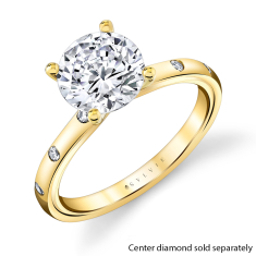 Sylvie Iconelle Flush Set Round 14k Yellow Gold Engagement Ring Setting - Sedona 1