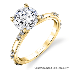 Sylvie Iconelle Prong Set 1/5ctw Diamond Duos 14k Yellow Gold Engagement Ring Setting - Birdie 1