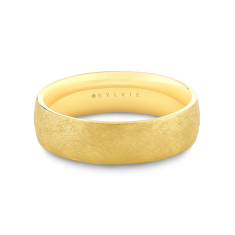 Men's Sylvie 14k Yellow Gold 6mm Heritage Matte Ice Band - Levi 1