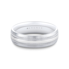Men's Sylvie 14k White Gold 6mm Heritage Polished Band with Milgrain - Titus 1