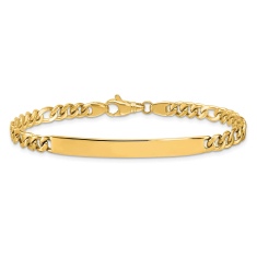 14k Yellow Gold 4.8mm Figaro Link ID Bracelet 1