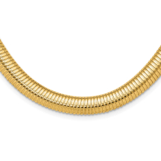 14k Yellow Gold 8.4mm Domed Omega Chain Necklace 1