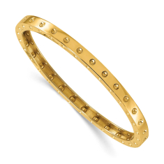 14k Yellow Gold Dotted Hinged Bangle Bracelet 1