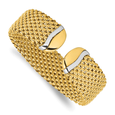 14k Two-Tone Popcorn Cuff Bangle Bracelet 1