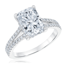 3 1/2ctw Radiant Lab Grown Diamond 14k White Gold Engagement Ring 1