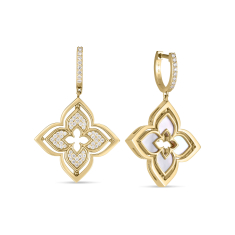 Roberto Coin Venetian Princess Pirouette Mother-of-Pearl and Diamond Pave Medium Flower Drop Earrings 1