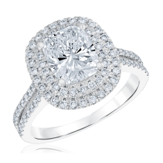 2 3/4ctw Elongated Cushion Lab Grown Diamond 14k White Gold Double Halo Engagement Ring 1