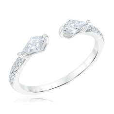 1/2ctw Kite-Shaped Lab Grown Diamond 14k White Gold Open Wedding Band 1