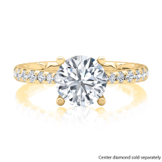 A.JAFFE 3/8ctw Diamond Scalloped Quilts® Band 14k Yellow Gold Engagement Ring Setting 1