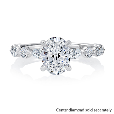 A.JAFFE 5/8ctw Round and Marquise Diamond 14k White Gold Engagement Ring Setting 1