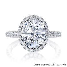 A.JAFFE Classics 3/8ctw Diamond Halo 14k White Gold Engagement Ring Setting 1