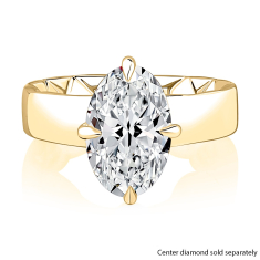 A.JAFFE Classics 1/10ctw Diamond Hidden Halo Wide Band 14k Yellow Gold Engagement Ring Setting 1
