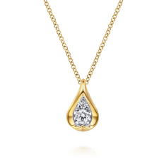 Gabriel & Co. 1/5ctw Diamond 14k Yellow and White Gold Teardrop Pendant Necklace 1