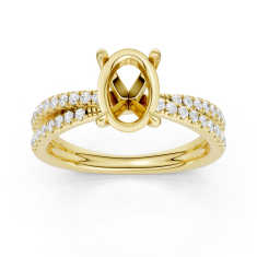 1/4ctw Round Diamond 14k Yellow Gold Cross-Over Engagement Ring Setting 1