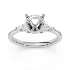 1/8ctw Baguette Diamond 14k White Gold Engagement Ring Setting 1