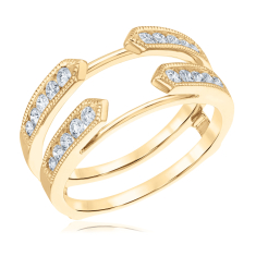 1/2ctw Round Diamond Vintage-Inspired 14k Yellow Gold Ring Guard - Embrace Collection 1