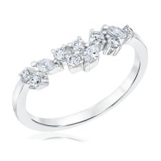1/3ctw Marquise and Round Diamond 14k White Gold Floral-Inspired Wedding Band 1