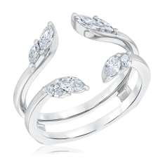 1/2ctw Marquise Diamond 14k White Gold Floral-Inspired Ring Guard 1