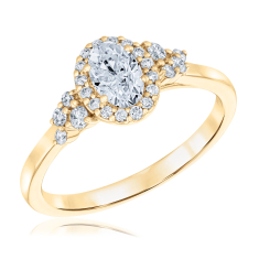 3/4ctw Oval Diamond 14k Yellow Gold Halo Engagement Ring 1