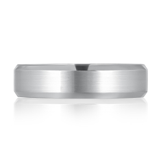 A.JAFFE Expandable™ 6mm 14k White Gold Satin Center with High Polish Beveled Edges Wedding Band - Size 7.5 1