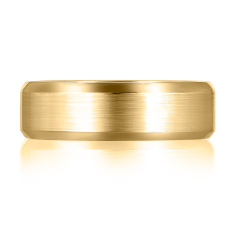 A.JAFFE Expandable™ 7mm 14k Yellow Gold Satin Center with High Polish Beveled Edges Wedding Band - Size 9 1